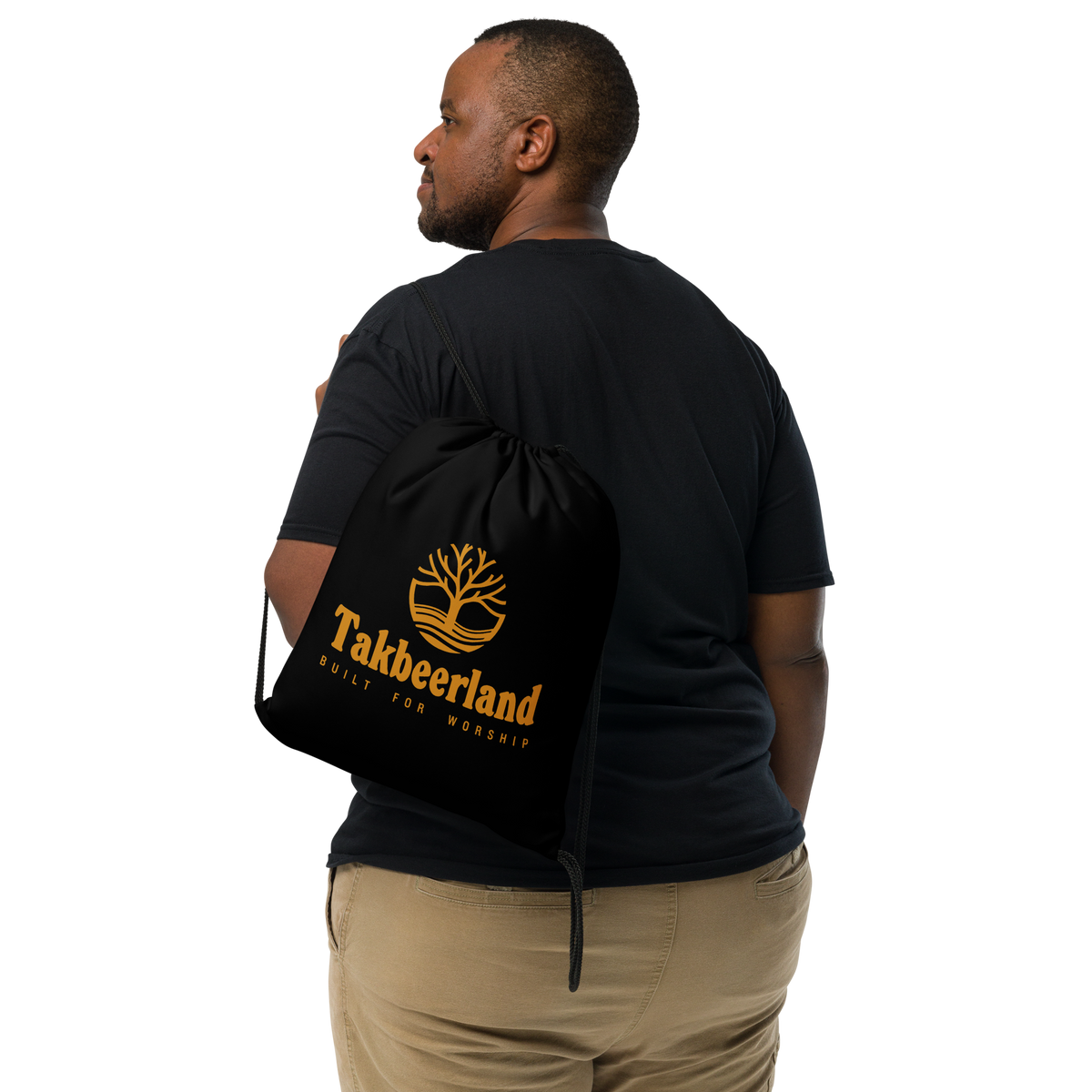 BAG Draw String - TAKBEERLAND FULL LOGO (Centered/Medium) - Gold
