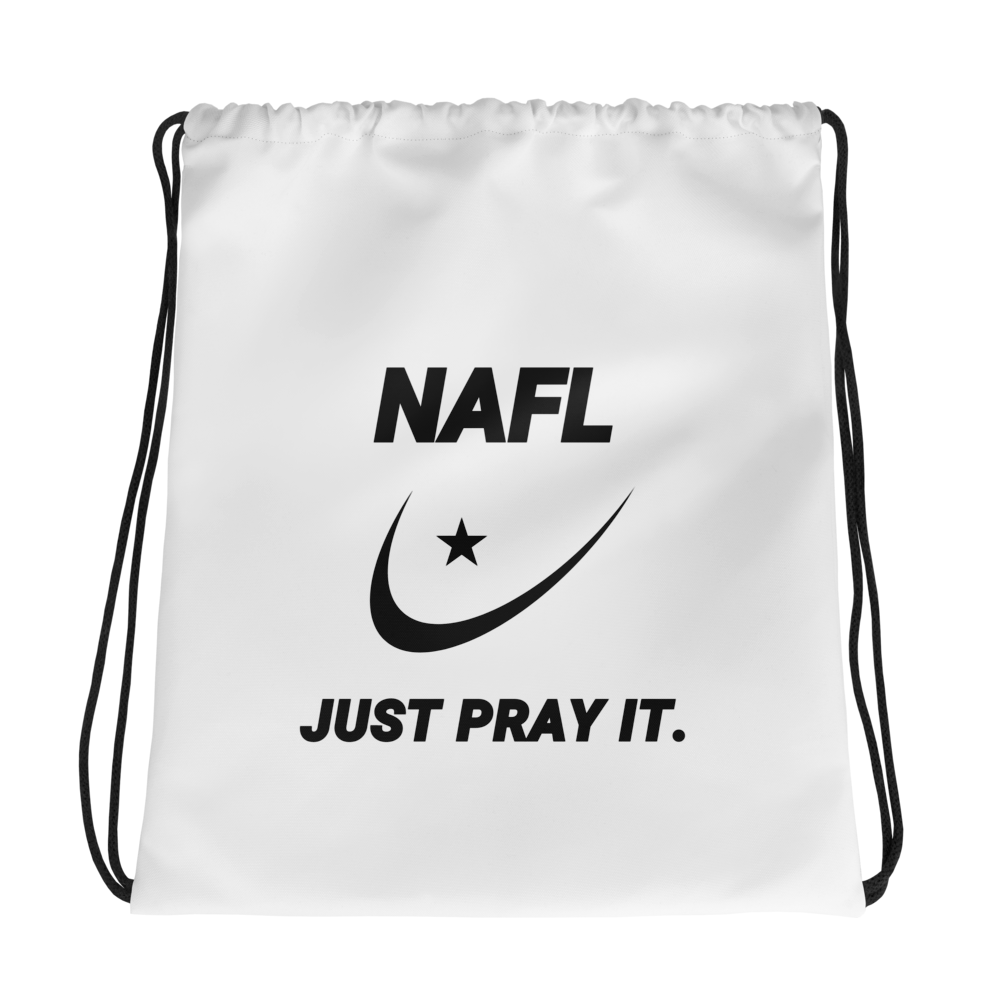 BAG Drawstring - NAFL JUST PRAY IT w/ Logo - White/Black
