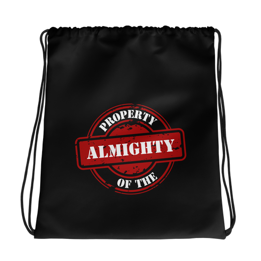 BAG Drawstring - PROPERTY OF THE ALMIGHTY - White/White/Red