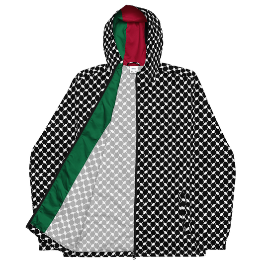 MEN’s Windbreaker Jacket - KUFIYAH BLACK - Black/Green/Red (Inner Lining)