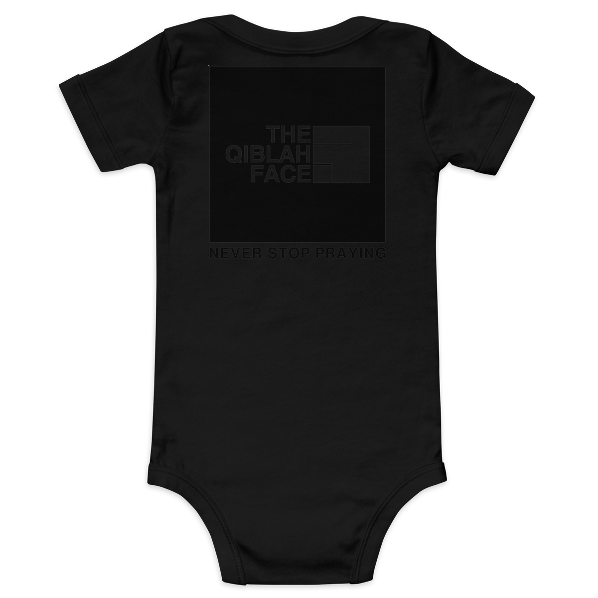BABY One Piece - THE QIBLAH FACE (Never Stop Praying - Back Logo) - Black
