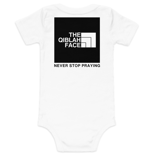 BABY One Piece - THE QIBLAH FACE (Never Stop Praying - Back Logo) - Black