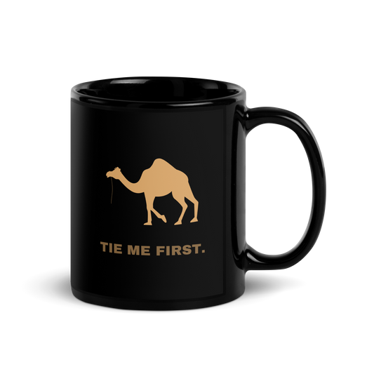 MUG Glossy Black - TIE ME FIRST - Brown