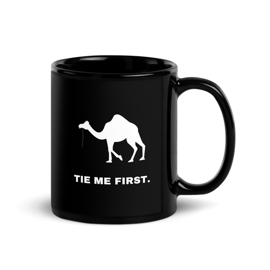 MUG Glossy Black - TIE ME FIRST - White