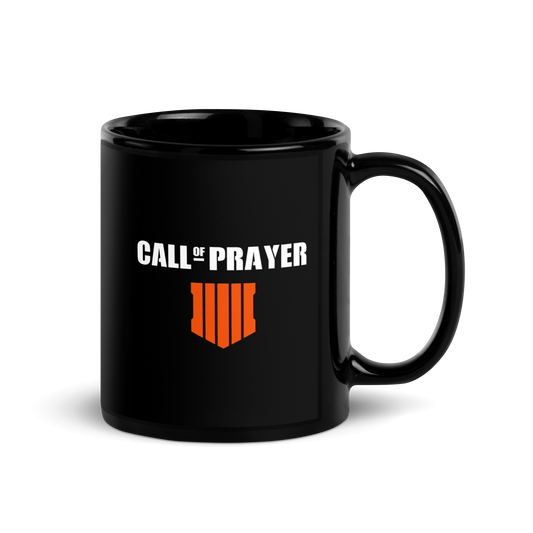 MUG Glossy Black - CALL OF PRAYER - White/Orange