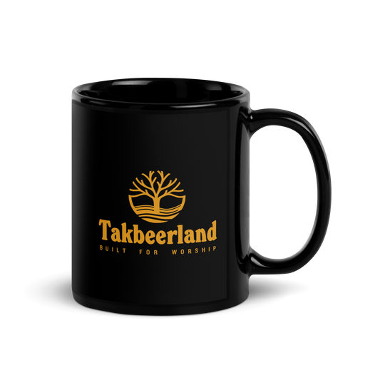 MUG Glossy Black - TAKBEERLAND FULL LOGO - Gold