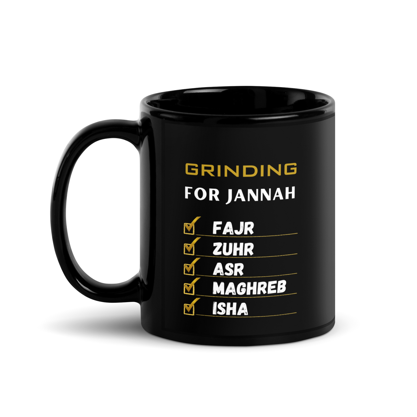 MUG Glossy Black - GRINDING FOR JANNAH