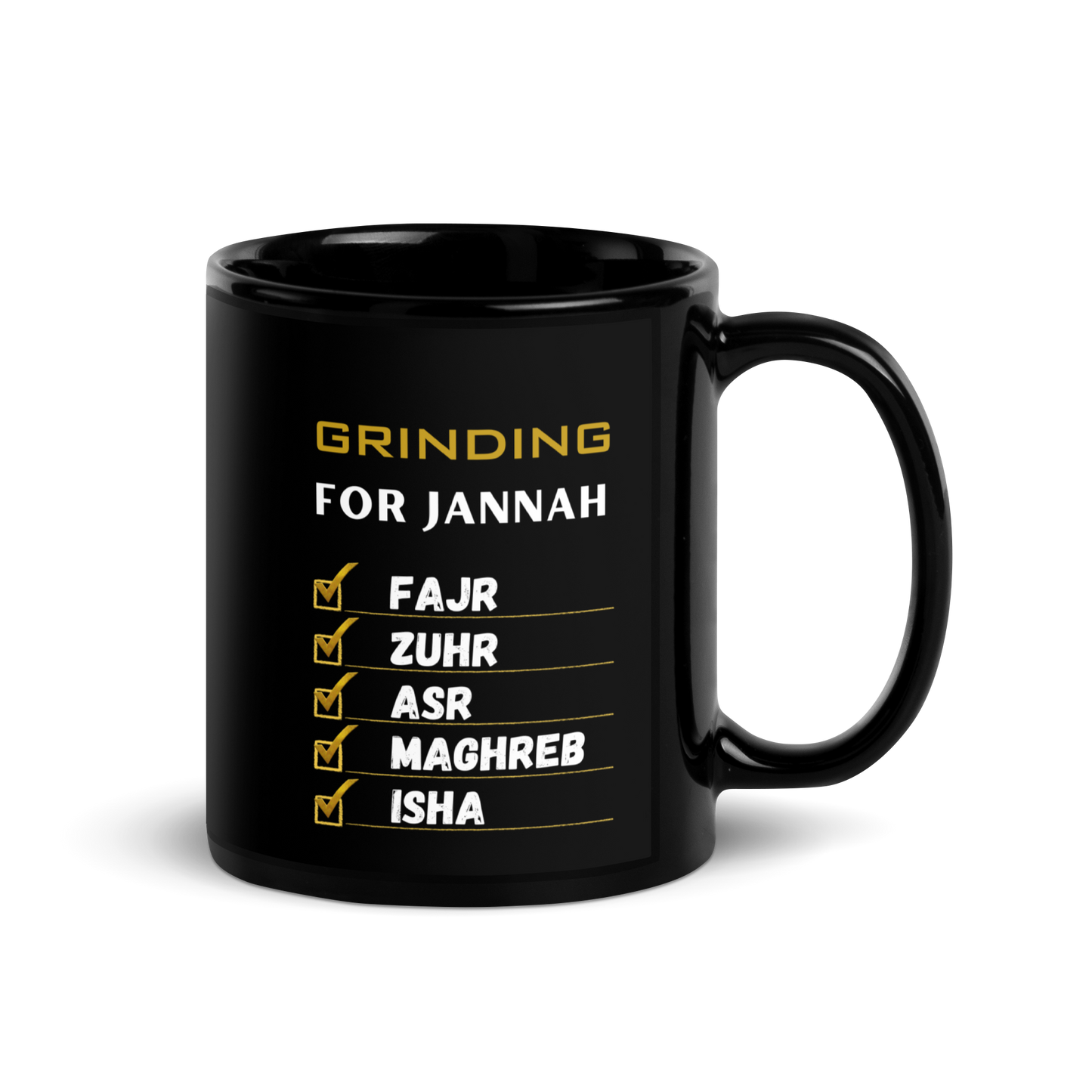 MUG Glossy Black - GRINDING FOR JANNAH