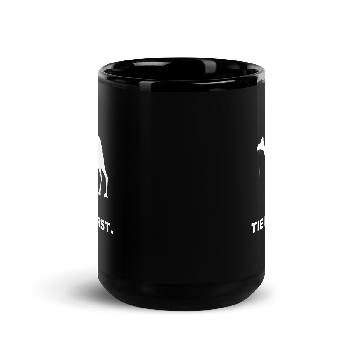 MUG Glossy Black - TIE ME FIRST - White
