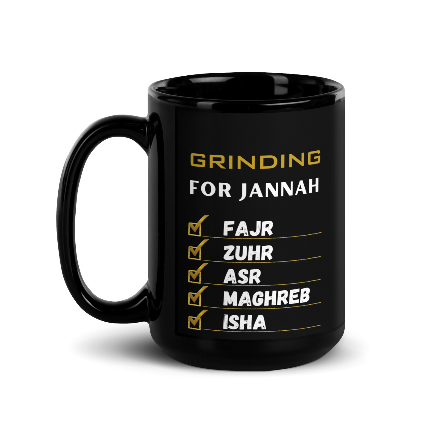 MUG Glossy Black - GRINDING FOR JANNAH