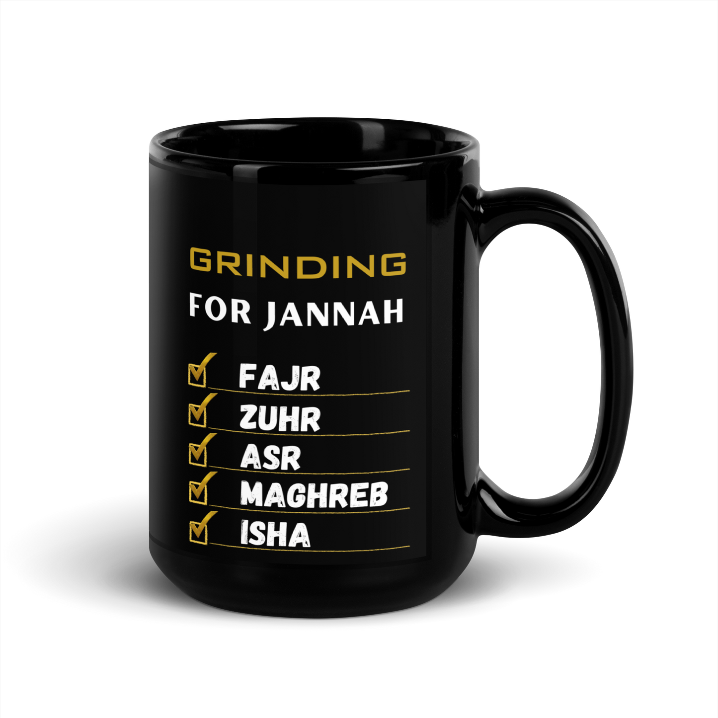MUG Glossy Black - GRINDING FOR JANNAH