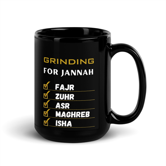 MUG Glossy Black - GRINDING FOR JANNAH