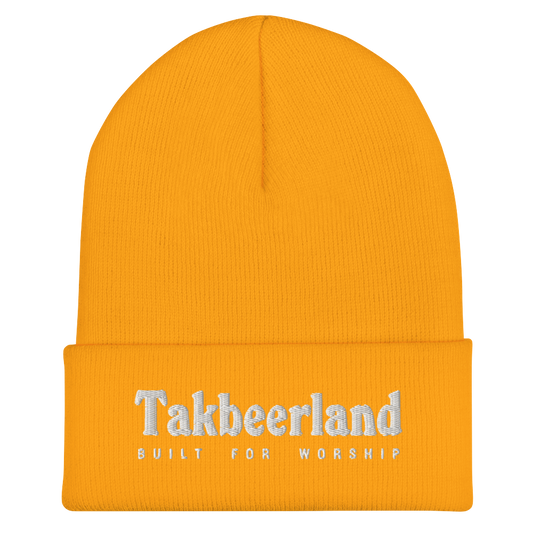 CAP Cuffed Beanie - TAKBEERLAND BUILT FOR WORSHIP - White