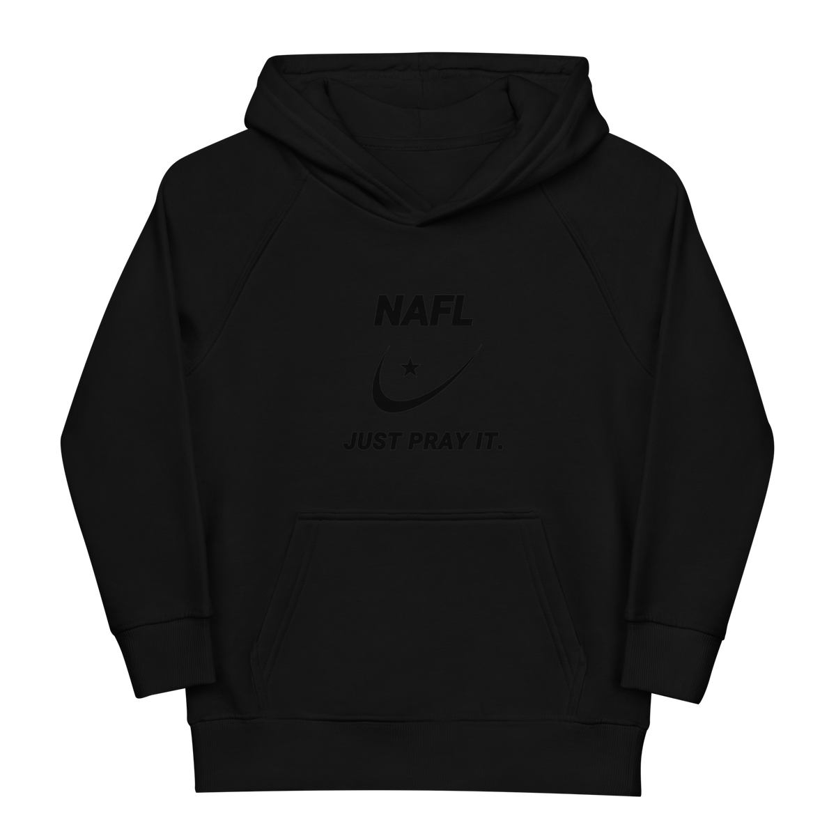 CHILDREN's Hoodie Eco (Youth) - NAFL JUST PRAY IT w/ Logo - Black