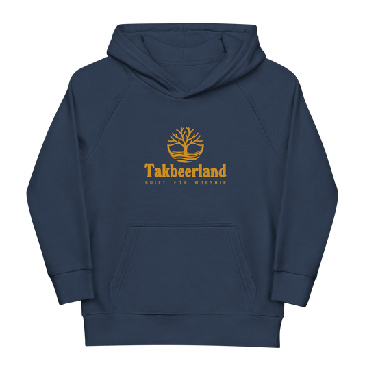 CHILDREN's Hoodie Eco (Youth) - TAKBEERLAND FULL LOGO (Centered/Medium) - Gold