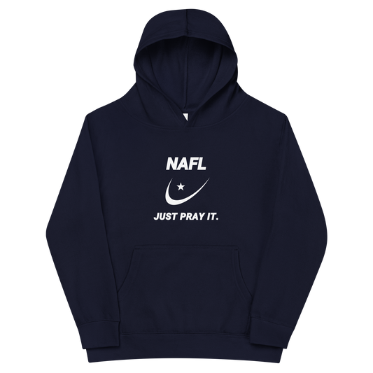 CHILDREN's Hoodie Fleece (Youth) - NAFL JUST PRAY IT w/ Logo - White