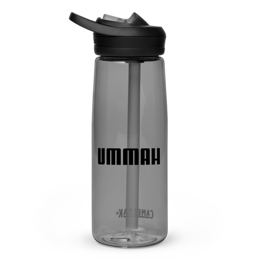 DRINK Water Bottle w/ Lid and Straw - UMMAH (Centered/Medium) - Black