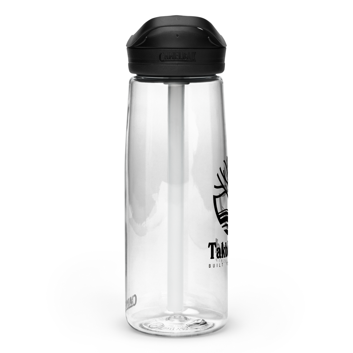 DRINK Water Bottle w/ Lid and Straw - TAKBEERLAND FULL LOGO (Centered/Large) - Black