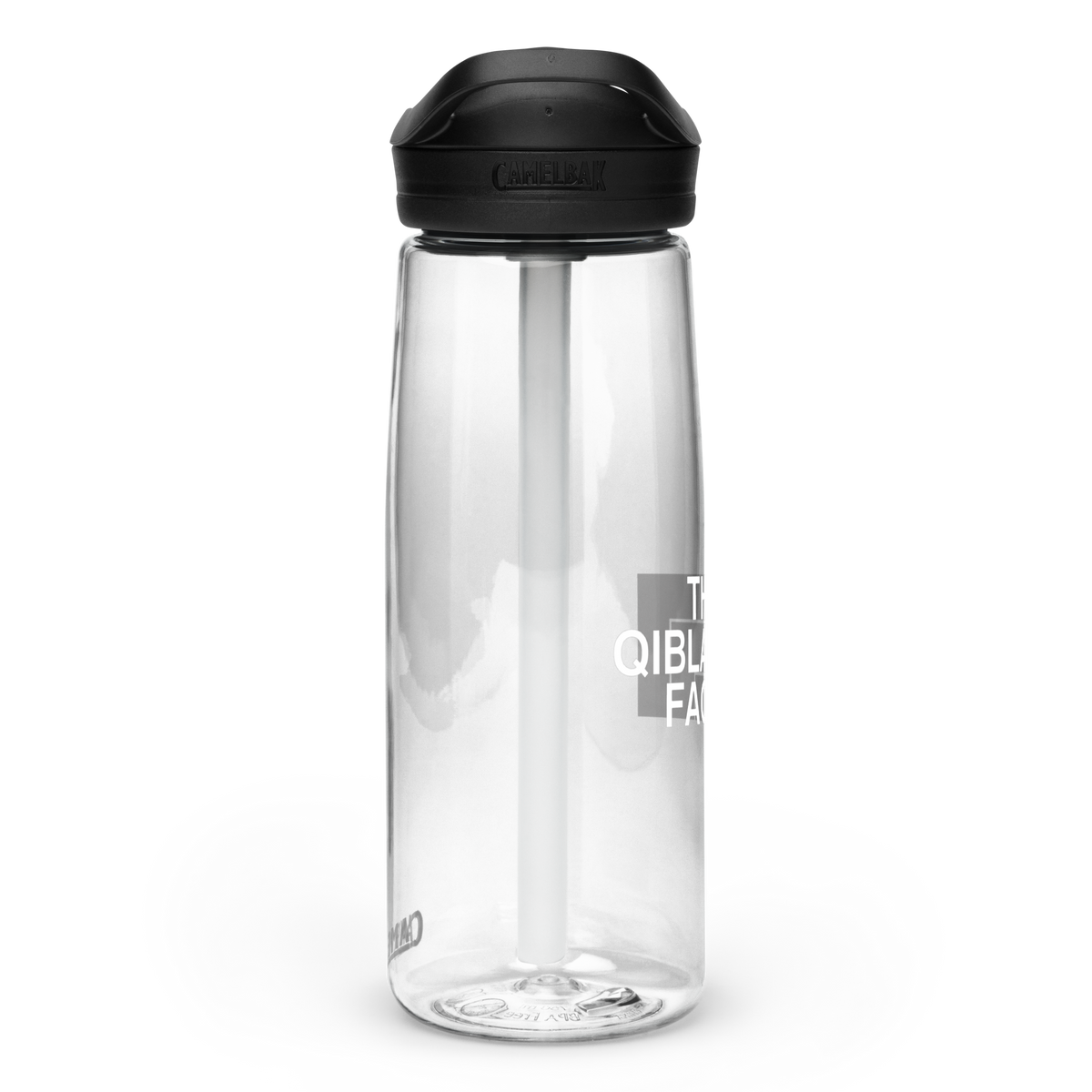 DRINK Water Bottle w/ Lid and Straw - THE QIBLAH FACE (Centered/Medium) - White