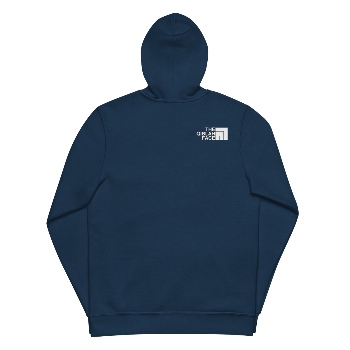 HOODIE Zip (Adult) - THE QIBLAH FACE (Left Chest) w/ LOGO (Back) - White