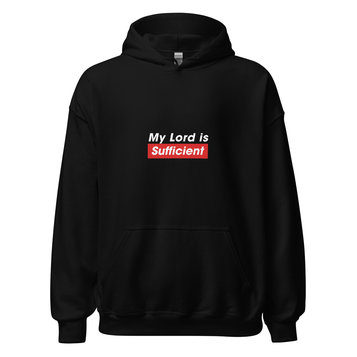 HOODIE Heavy Blend (Adult) - MY LORD IS SUFFICIENT (Centered/Medium) - White