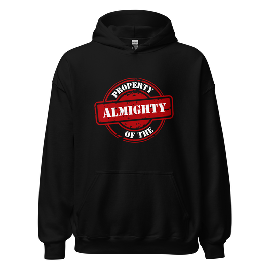 HOODIE Heavy Blend (Adult) - PROPERTY OF THE ALMIGHTY - White/White/Red