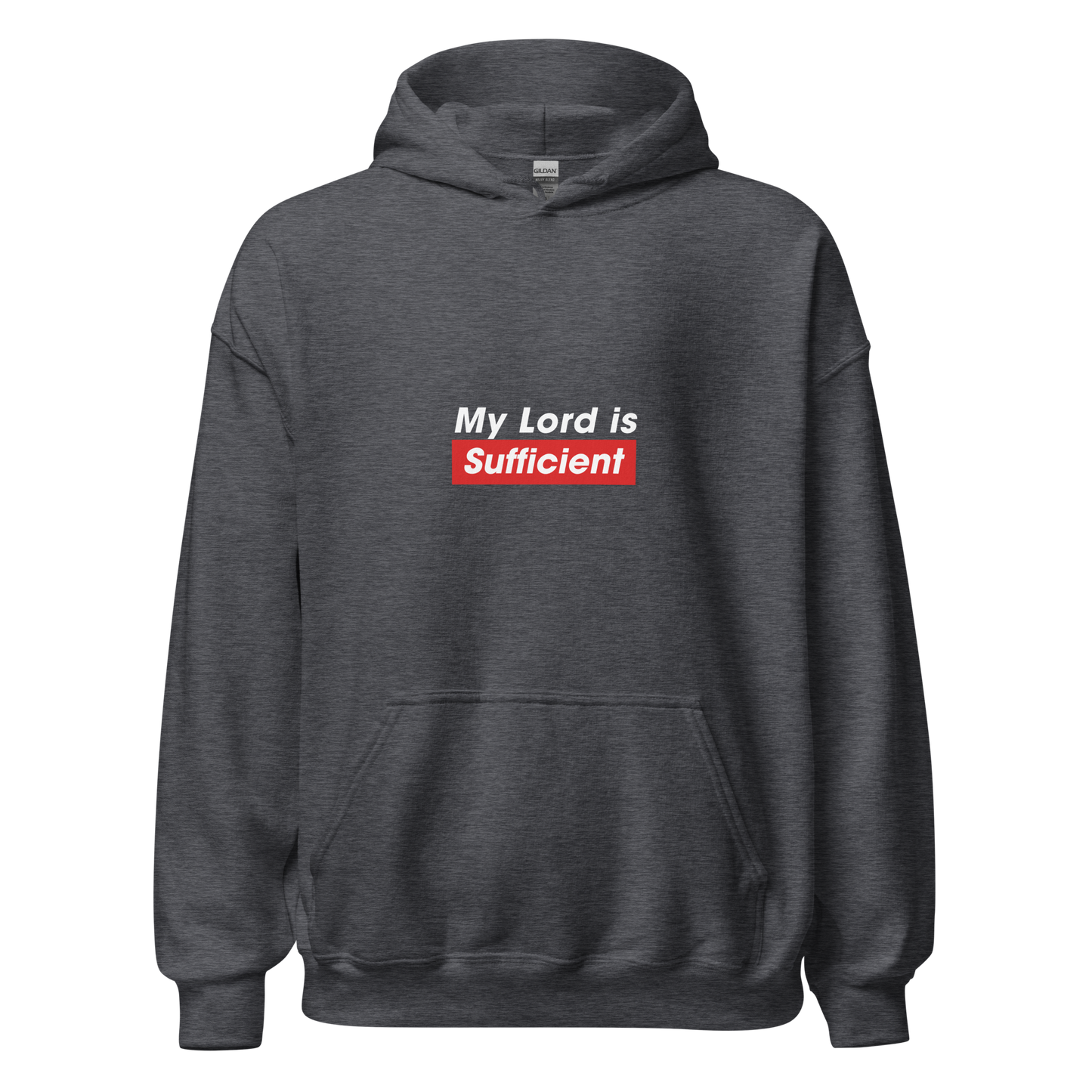 HOODIE Heavy Blend (Adult) - MY LORD IS SUFFICIENT (Centered/Medium) - White