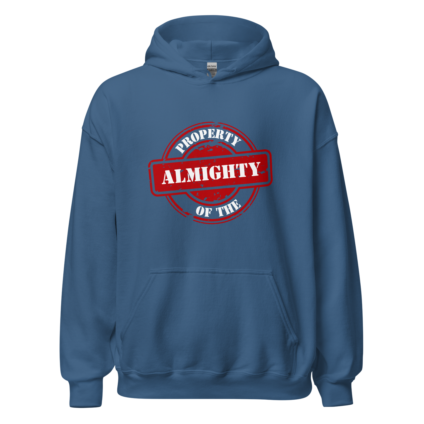 HOODIE Heavy Blend (Adult) - PROPERTY OF THE ALMIGHTY - White/White/Red