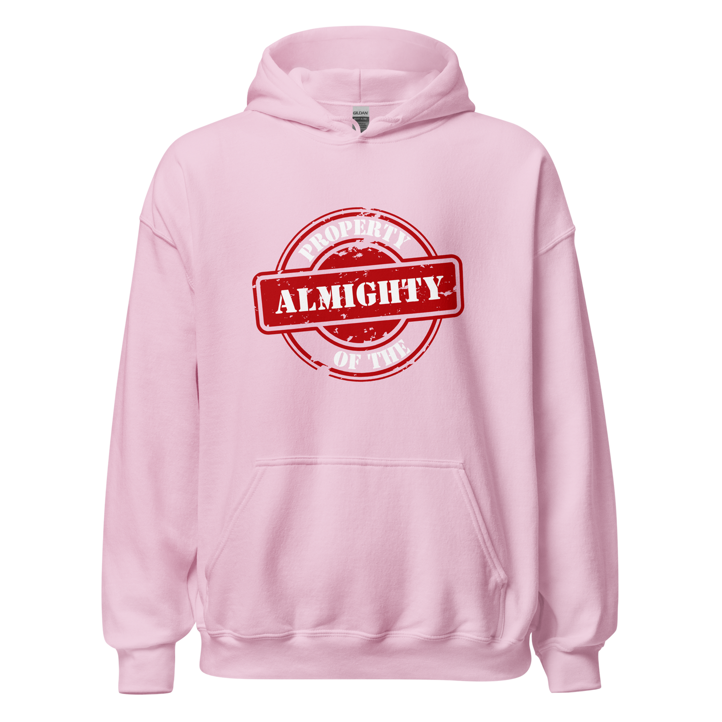HOODIE Heavy Blend (Adult) - PROPERTY OF THE ALMIGHTY - White/White/Red