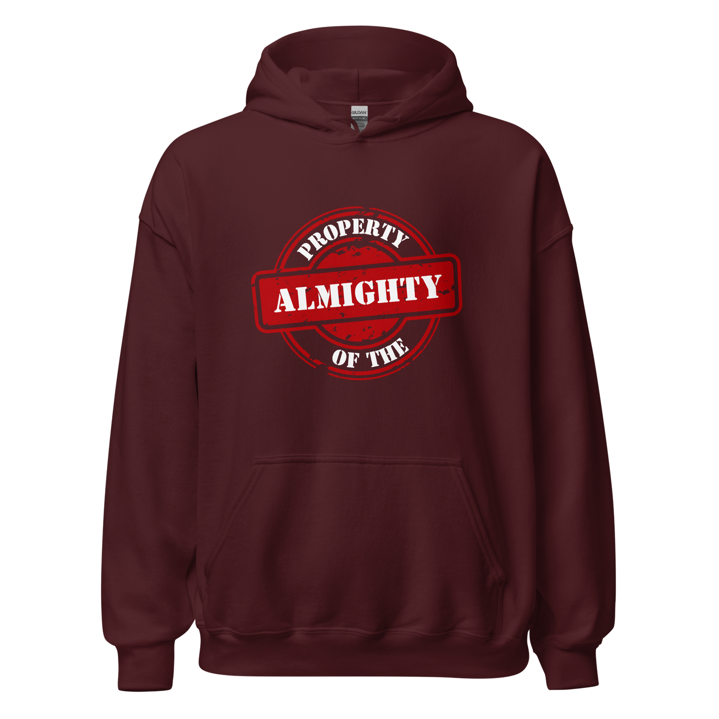 HOODIE Heavy Blend (Adult) - PROPERTY OF THE ALMIGHTY - White/White/Red