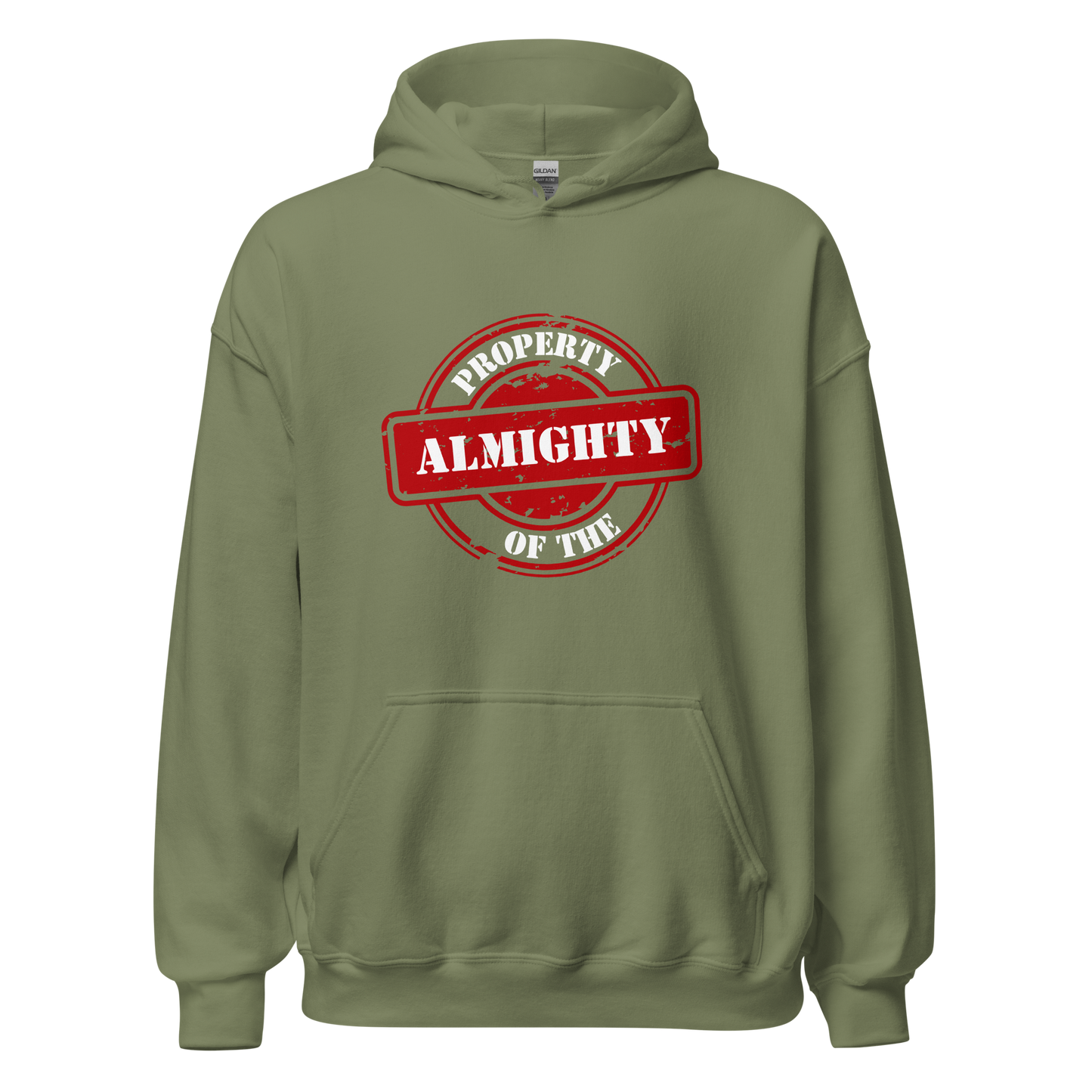 HOODIE Heavy Blend (Adult) - PROPERTY OF THE ALMIGHTY - White/White/Red