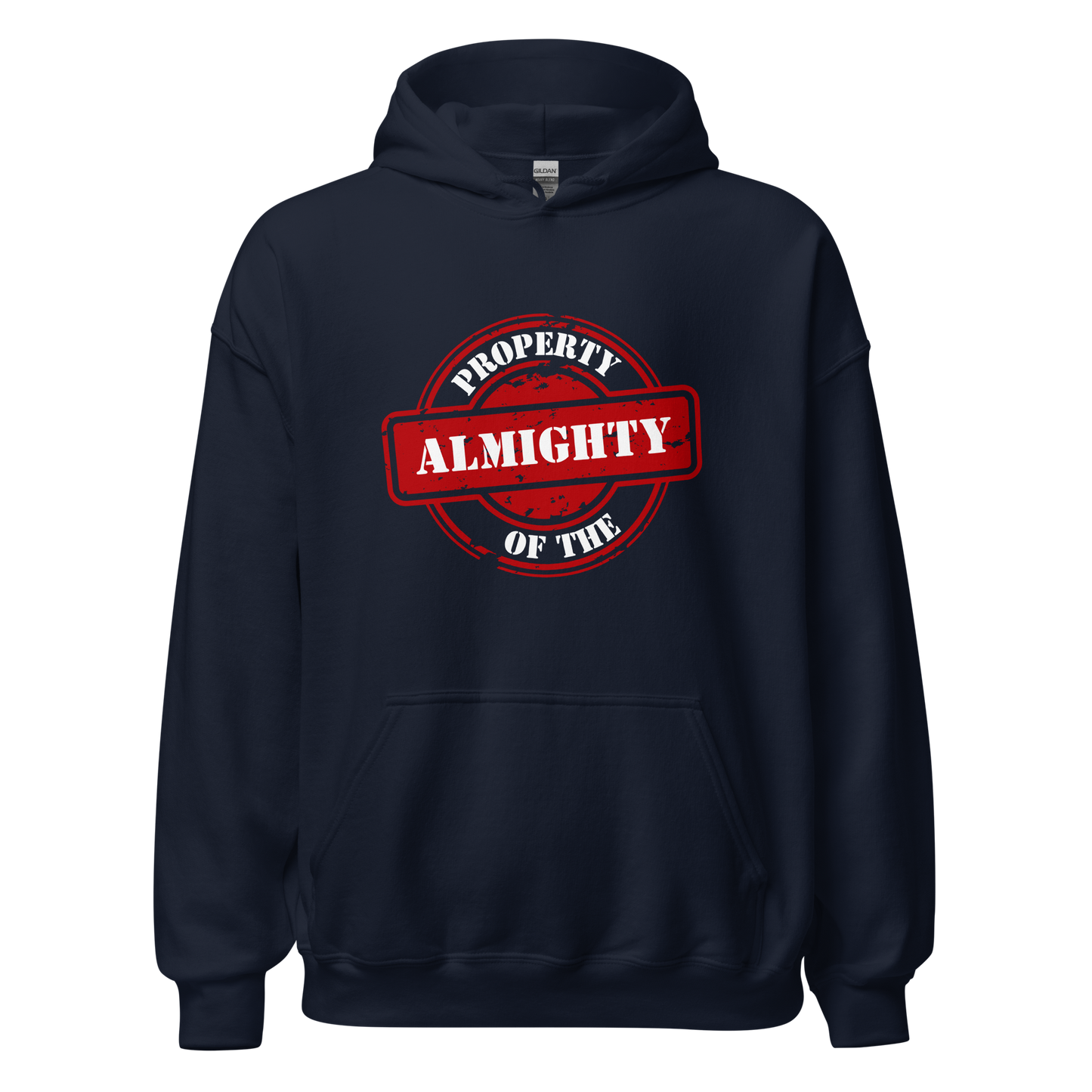 HOODIE Heavy Blend (Adult) - PROPERTY OF THE ALMIGHTY - White/White/Red
