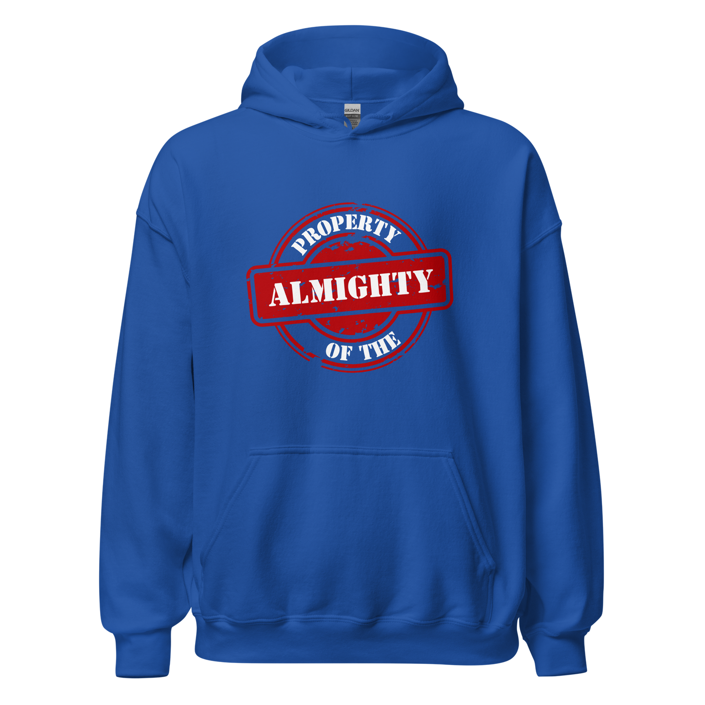 HOODIE Heavy Blend (Adult) - PROPERTY OF THE ALMIGHTY - White/White/Red