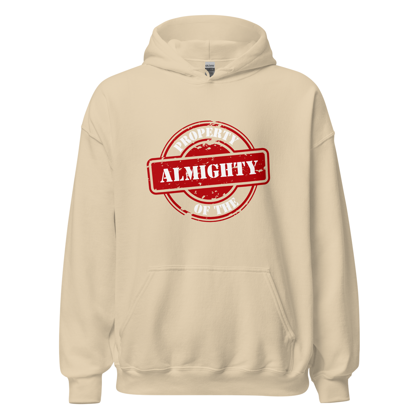 HOODIE Heavy Blend (Adult) - PROPERTY OF THE ALMIGHTY - White/White/Red