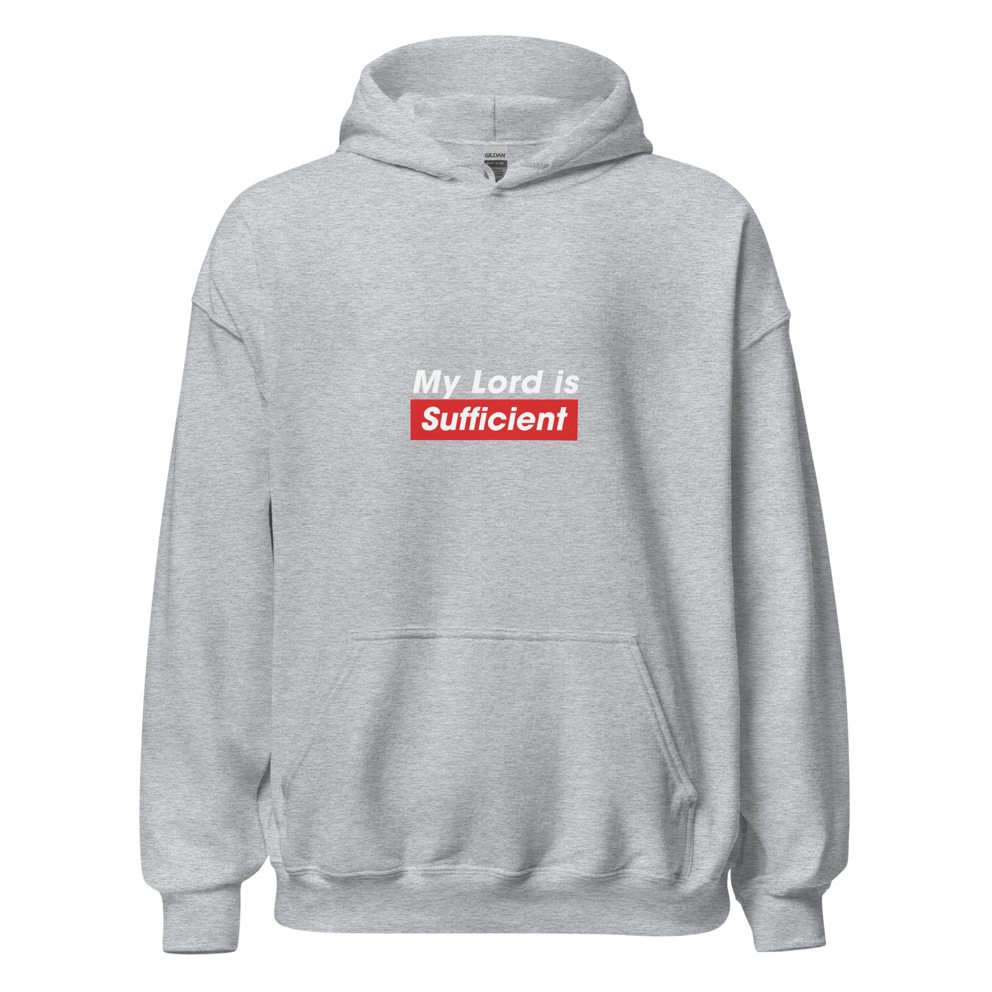 HOODIE Heavy Blend (Adult) - MY LORD IS SUFFICIENT (Centered/Medium) - White