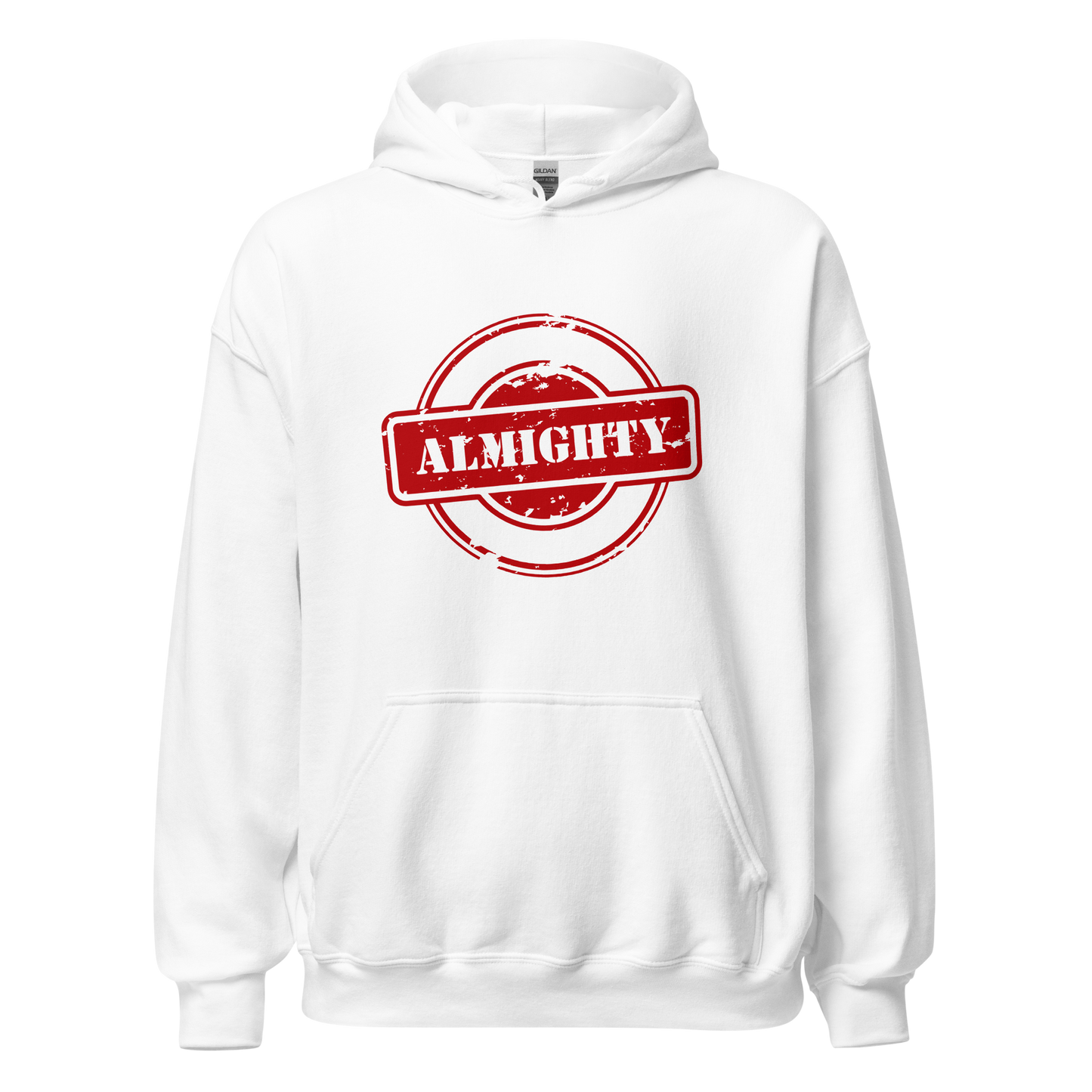 HOODIE Heavy Blend (Adult) - PROPERTY OF THE ALMIGHTY - White/White/Red