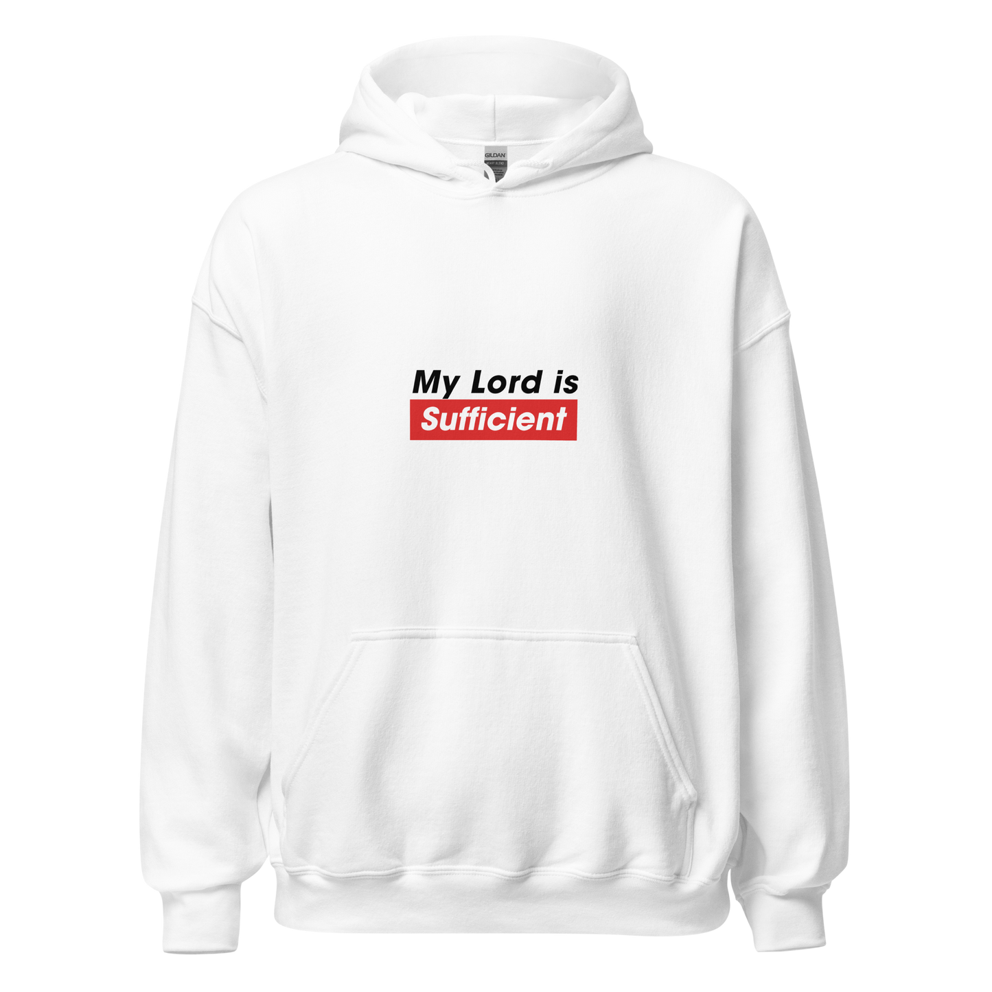 HOODIE Heavy Blend (Adult) - MY LORD IS SUFFICIENT (Centered/Medium) - White