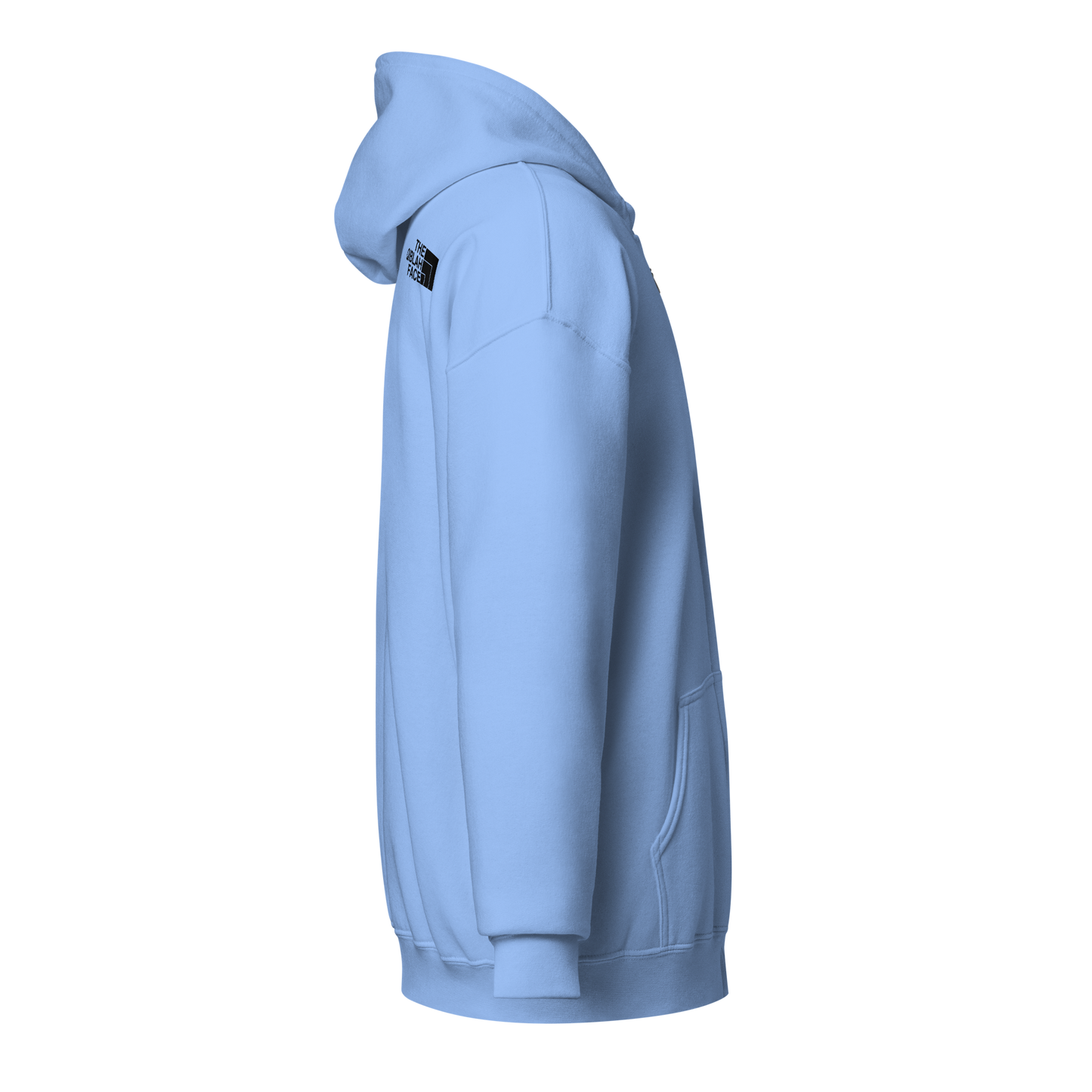 HOODIE Zip Heavy Blend (Adult) - THE QIBLAH FACE (Left Chest) w/ LOGO (Back) - Black