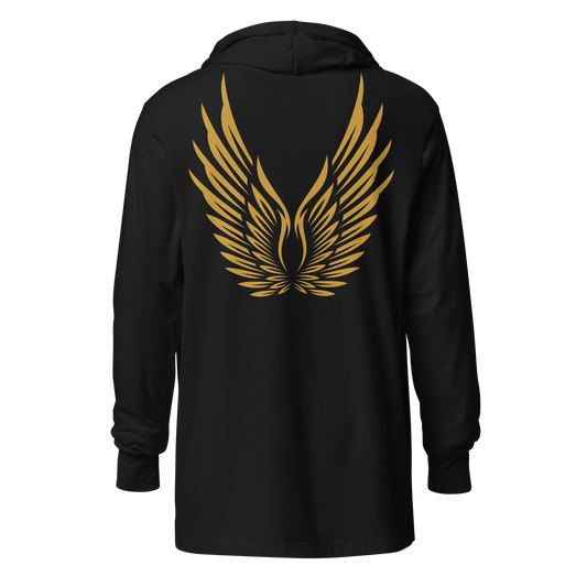 MEN's Hooded Long-Sleeve - RISE OF UMMAH (Back Wings) - Gold/White