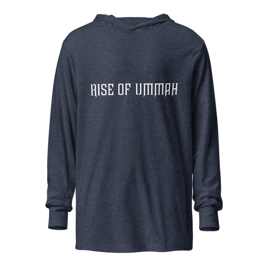 MEN's Hooded Long-Sleeve - RISE OF UMMAH (Back Wings) - Silver/White