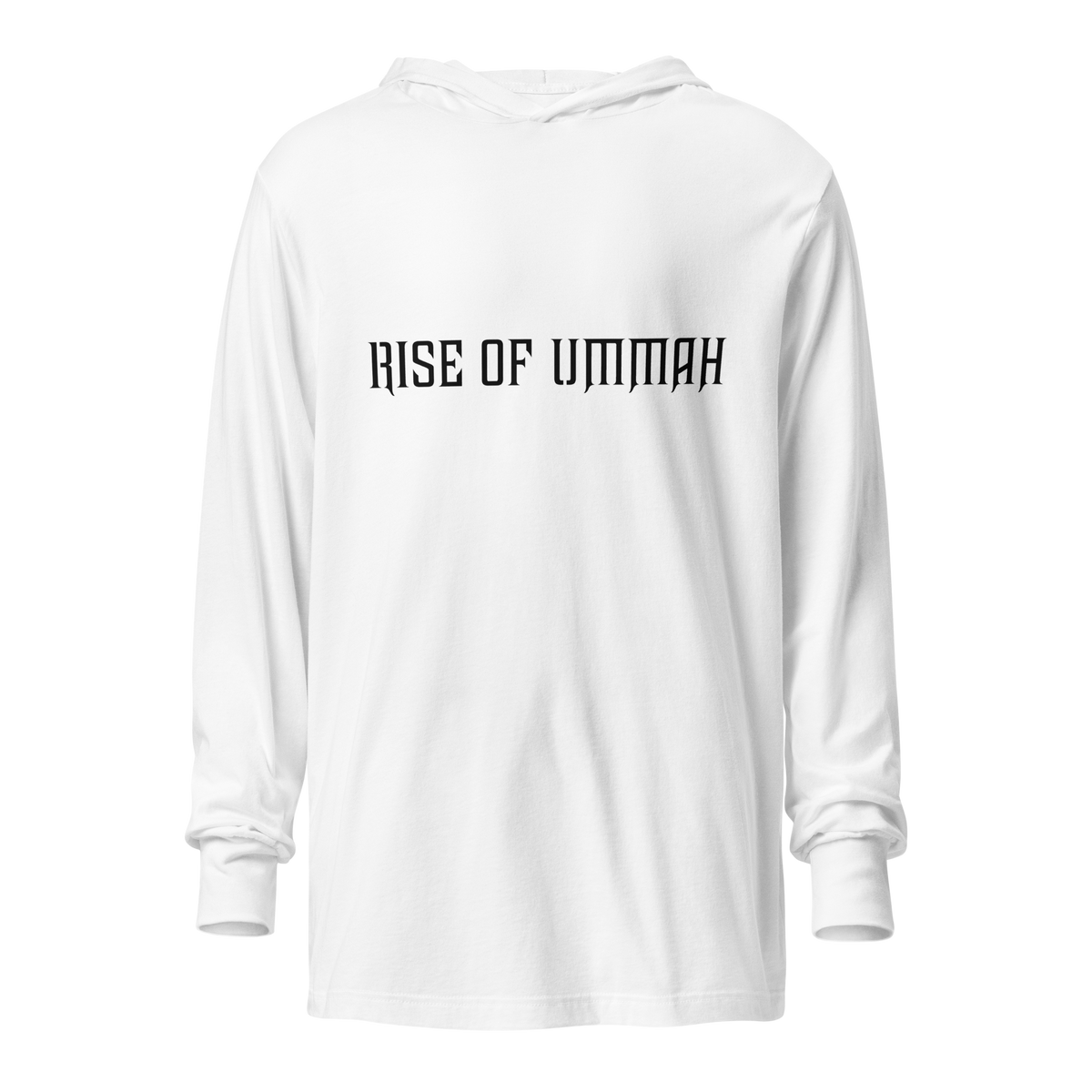 MEN's Hooded Long-Sleeve - RISE OF UMMAH (Back Wings) - Silver/White