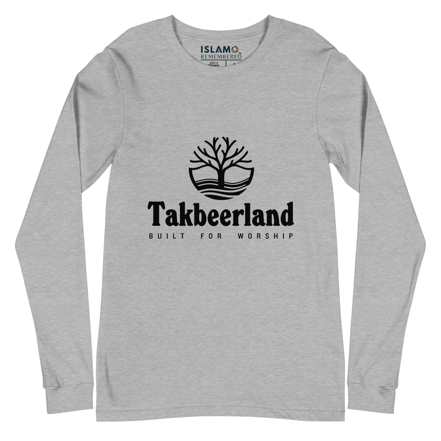 ADULT Long Sleeve Shirt - TAKBEERLAND FULL LOGO (Centered/Medium) - Black