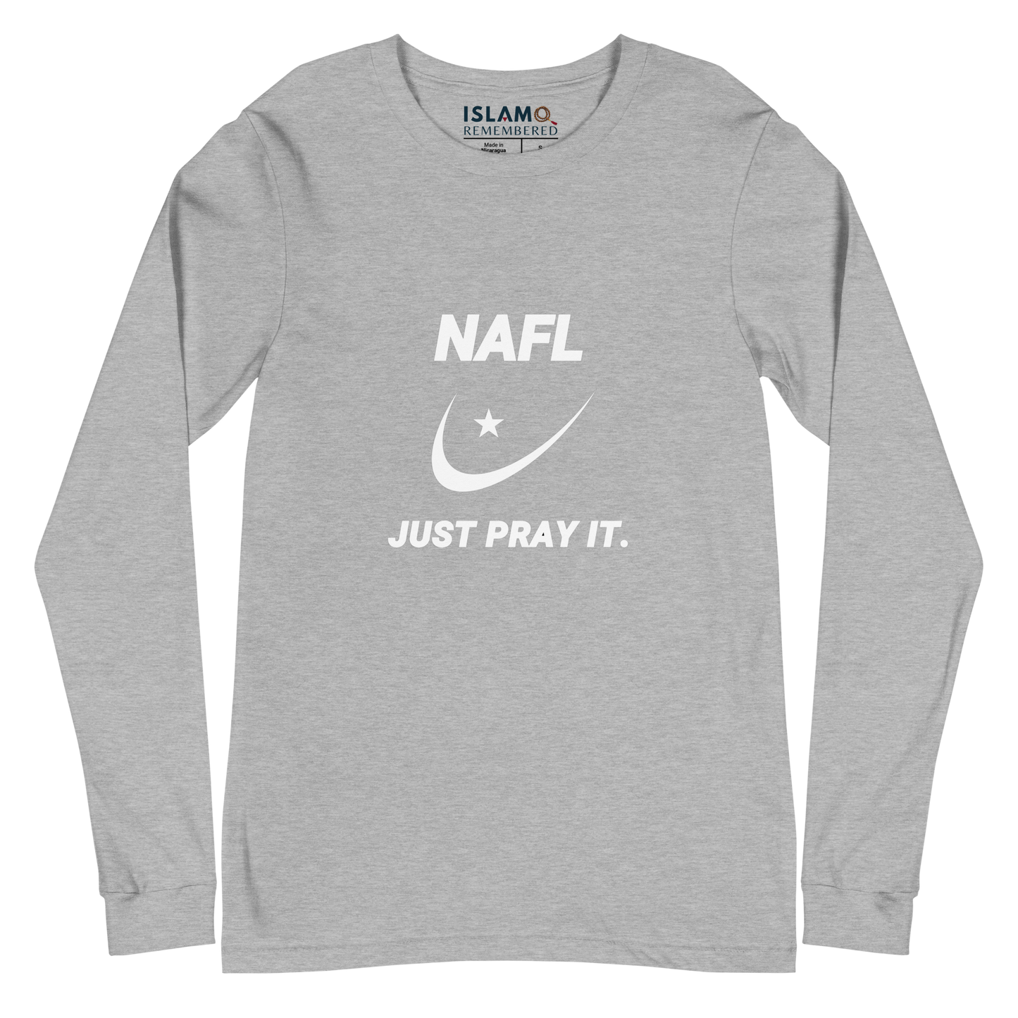 ADULT Long Sleeve Shirt - NAFL JUST PRAY IT w/ Logo - White