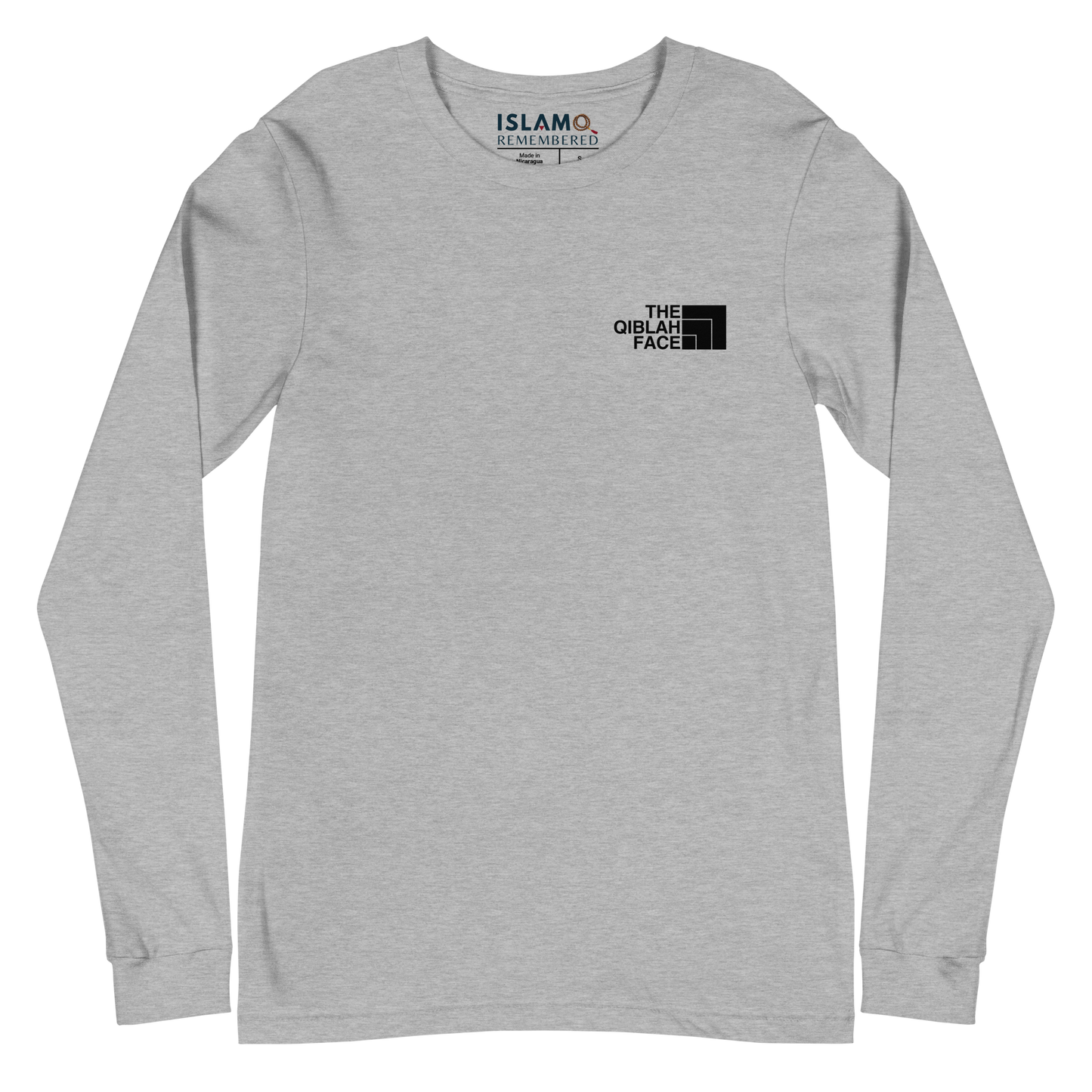 ADULT Long Sleeve Shirt - THE QIBLAH FACE (Small Logo Front/Back) - Black