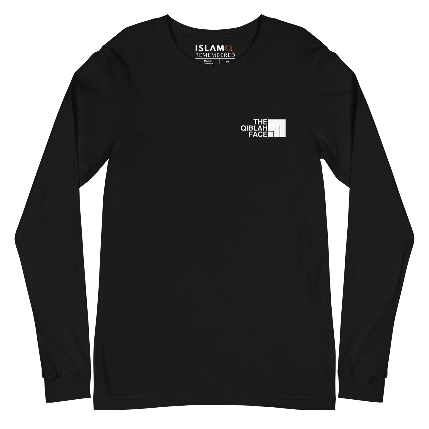 ADULT Long Sleeve Shirt - THE QIBLAH FACE (Small Logo Front/Back) - White