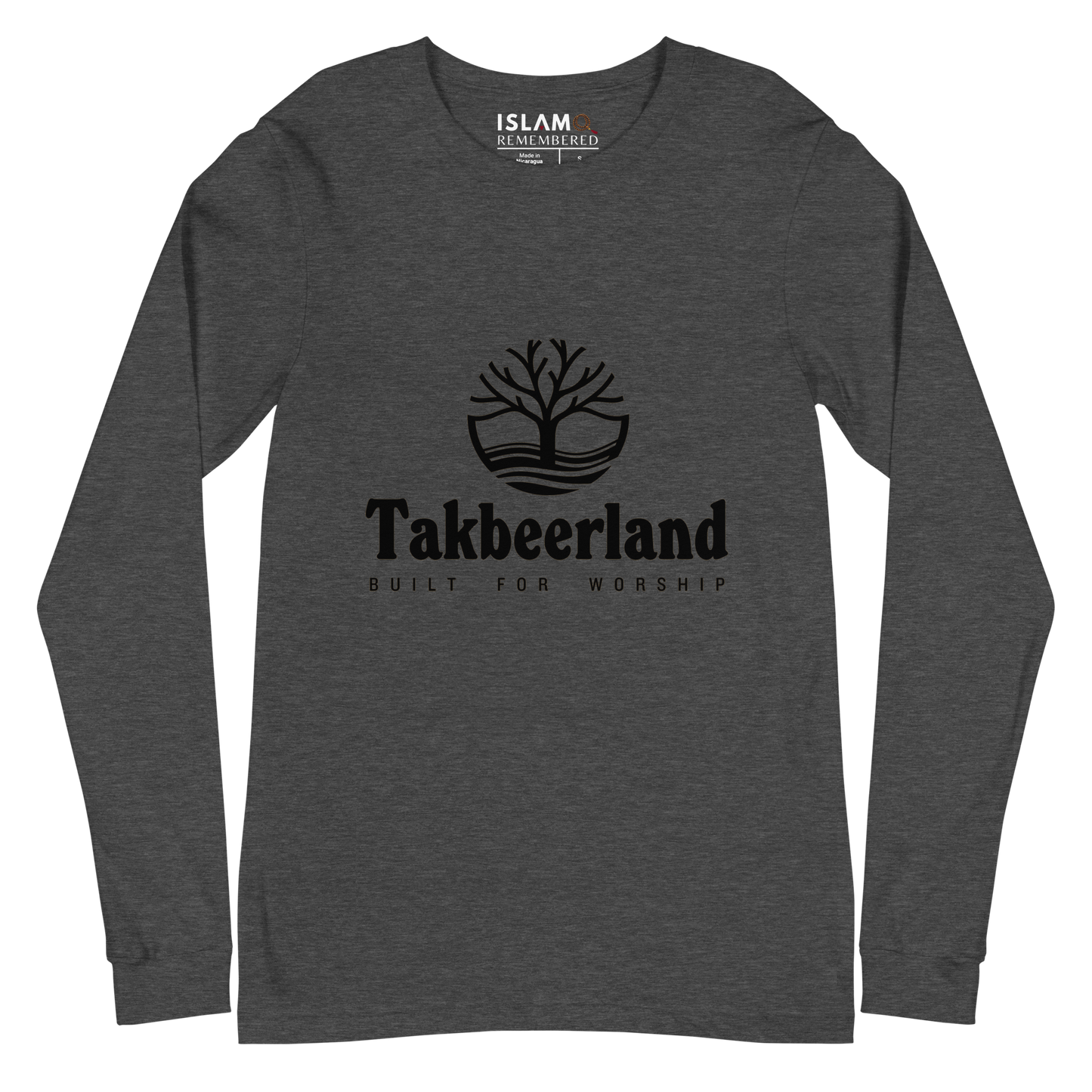 ADULT Long Sleeve Shirt - TAKBEERLAND FULL LOGO (Centered/Medium) - Black