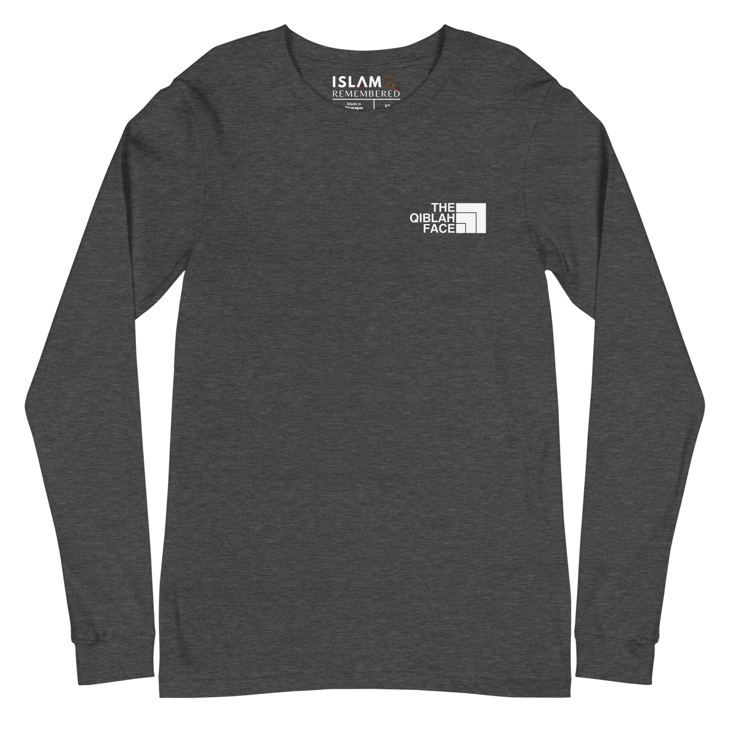ADULT Long Sleeve Shirt - THE QIBLAH FACE (Small Logo Front/Back) - White