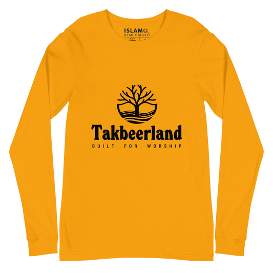 ADULT Long Sleeve Shirt - TAKBEERLAND FULL LOGO (Centered/Medium) - Black