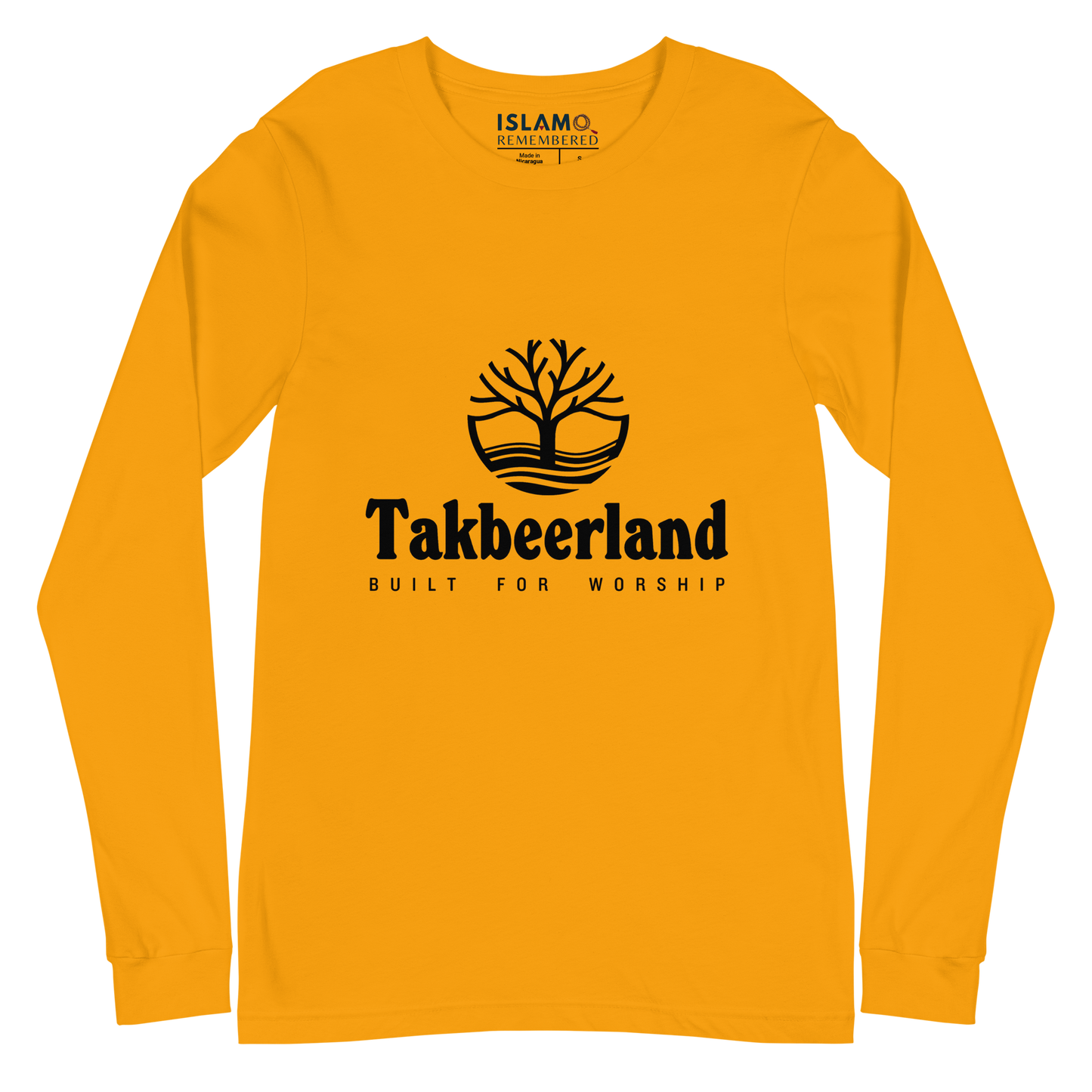 ADULT Long Sleeve Shirt - TAKBEERLAND FULL LOGO (Centered/Medium) - Black