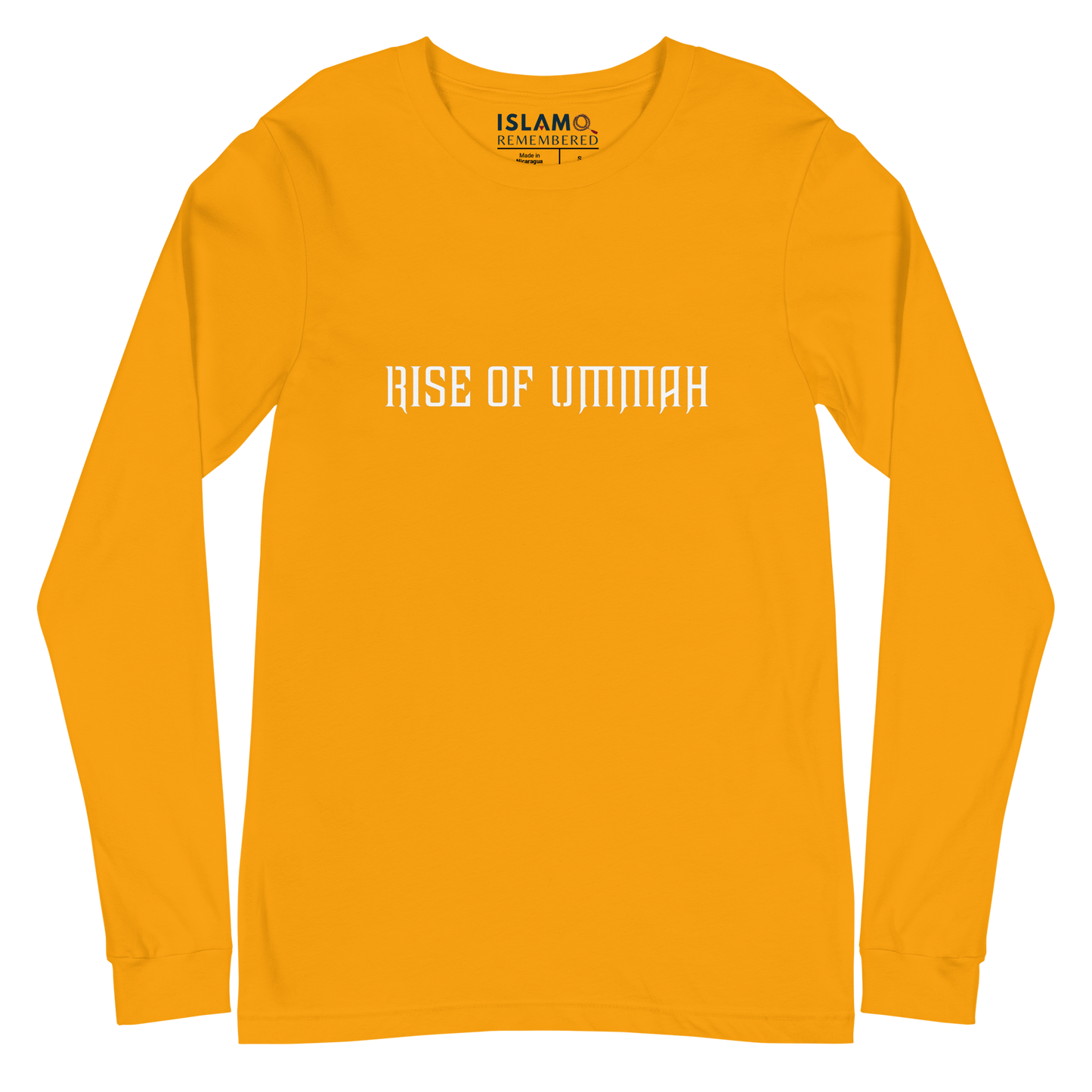 ADULT Long Sleeve Shirt - RISE OF UMMAH (Large Back Wings) - Gold/White
